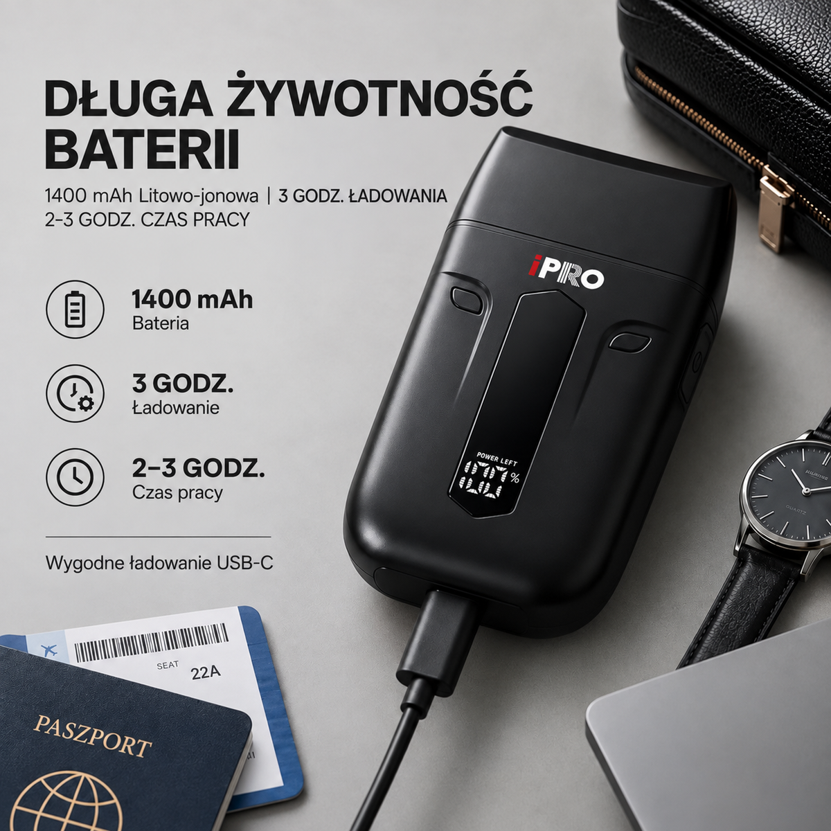 Golarka IPRO S1106 z podwójnym ostrzem